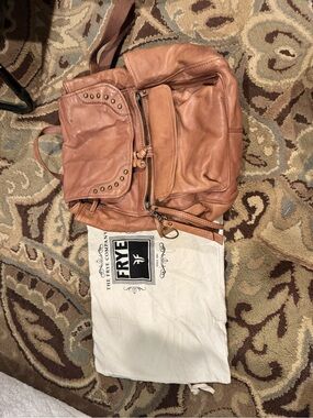 Frye Leather Backpack with Studded Flap